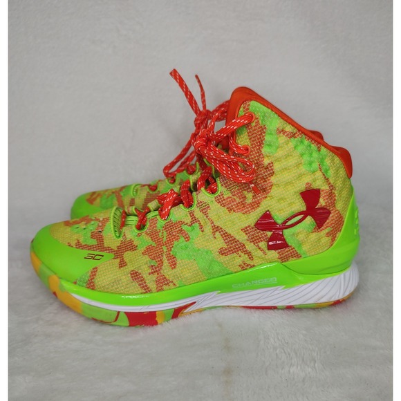 Under Armour Curry One 1 Sweet Then Sour Basketball Shoes‎ Lime Orange Mens main image 4